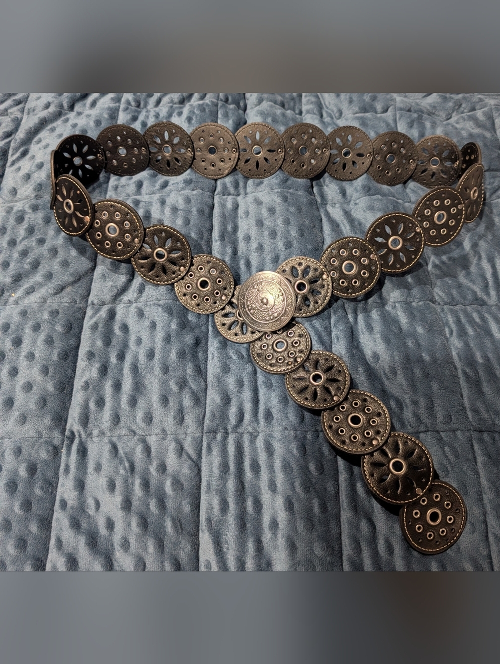 Western-Inspired Black Concho Belt